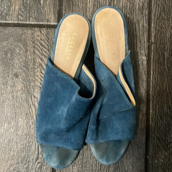 Cecilia New York Blue Suede Mules - Picture 2 of 4